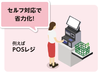 【セルフ対応で省力化!】例えばPOSレジ